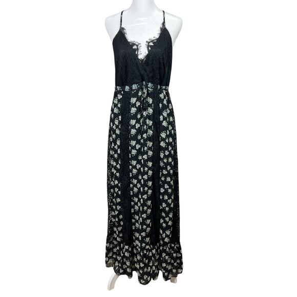 Lush Dresses & Skirts - Lush Black Floral Lace Maxi Dress Womens M Boho Cottage Witchy Fairycore Goth